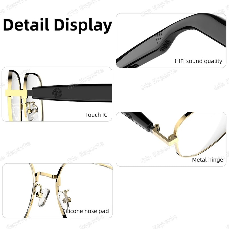 Bluetooth Audio Smart Glasses With Anti Blue Light Lenses 5