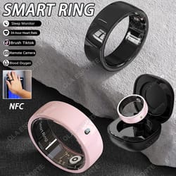 nfc ceramic smart ring led gesture control health sport tracker