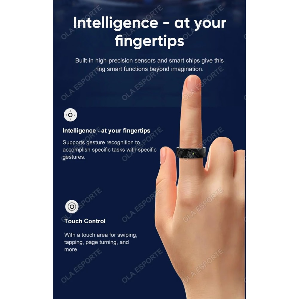 NFC Ceramic Smart Ring LED Gesture Control Health Sport Tracker 6