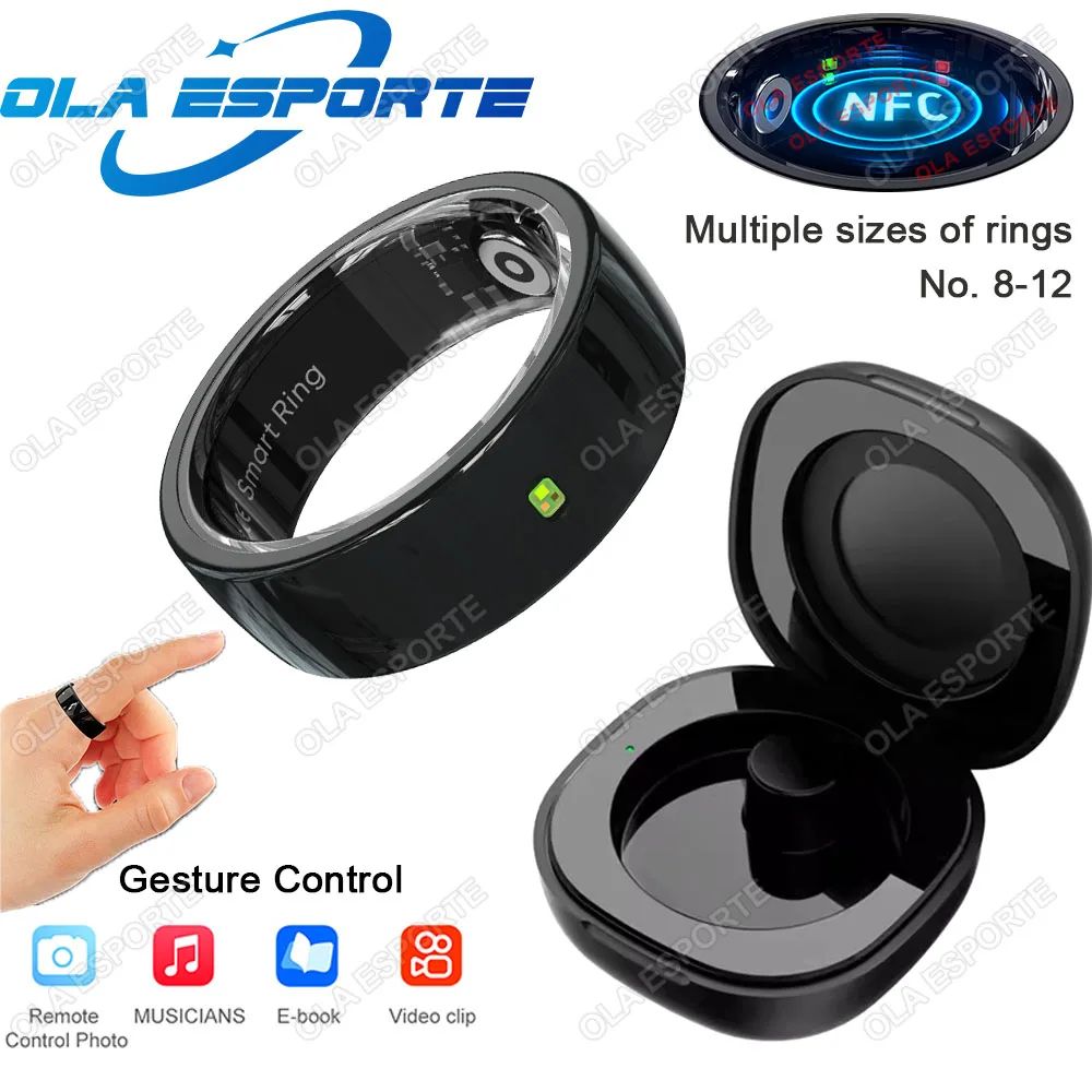 NFC Ceramic Smart Ring LED Gesture Control Health Sport Tracker 9