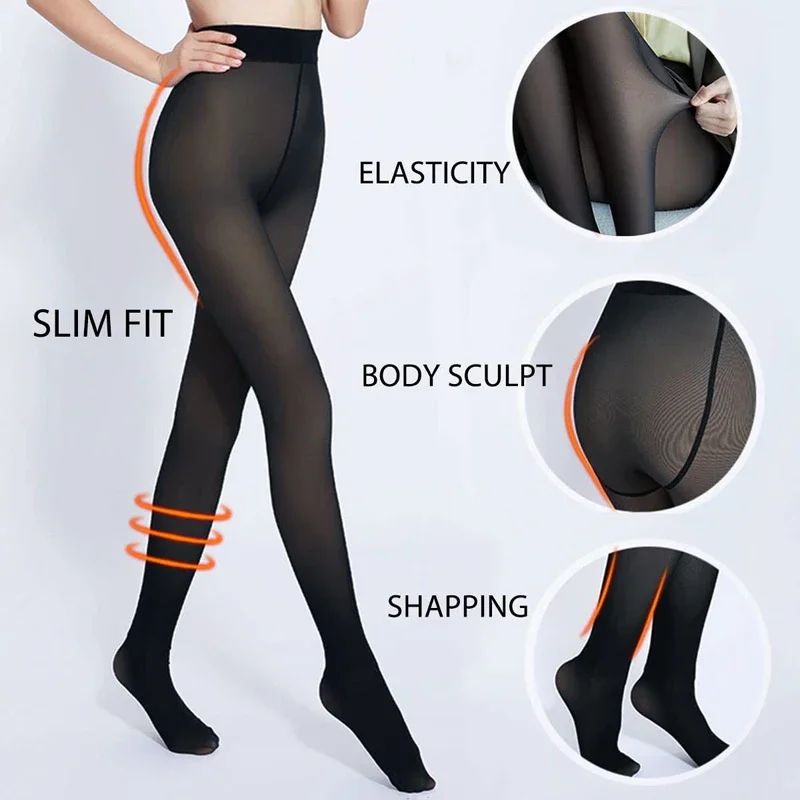 Winter Fleece Lined Polar Stockings Skin Effect Warm Leggings 3