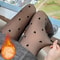 Heart Print Thermal Fleece Tights Skin Effect Winter Leggings 0