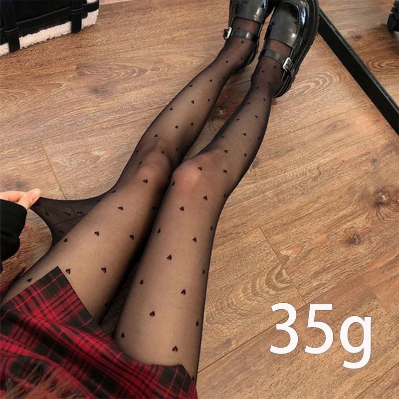 Heart Print Thermal Fleece Tights Skin Effect Winter Leggings 16