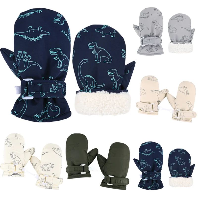 Kids Winter Ski Gloves Cartoon Warm Waterproof Outdoor Mittens 0