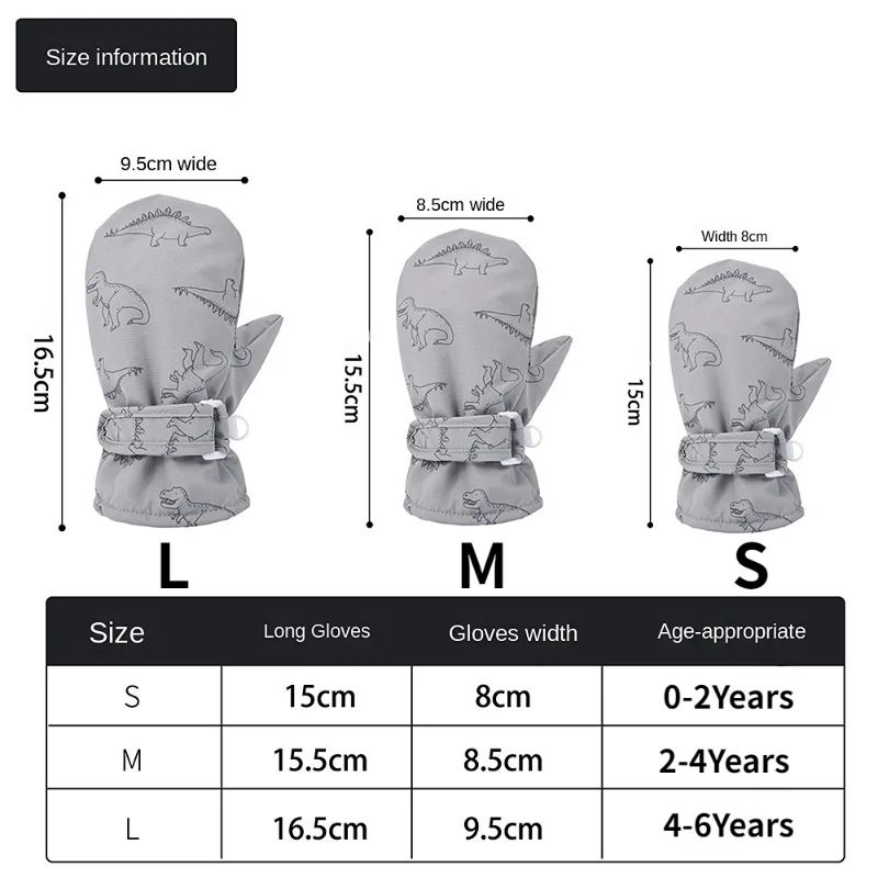 Kids Winter Ski Gloves Cartoon Warm Waterproof Outdoor Mittens 5