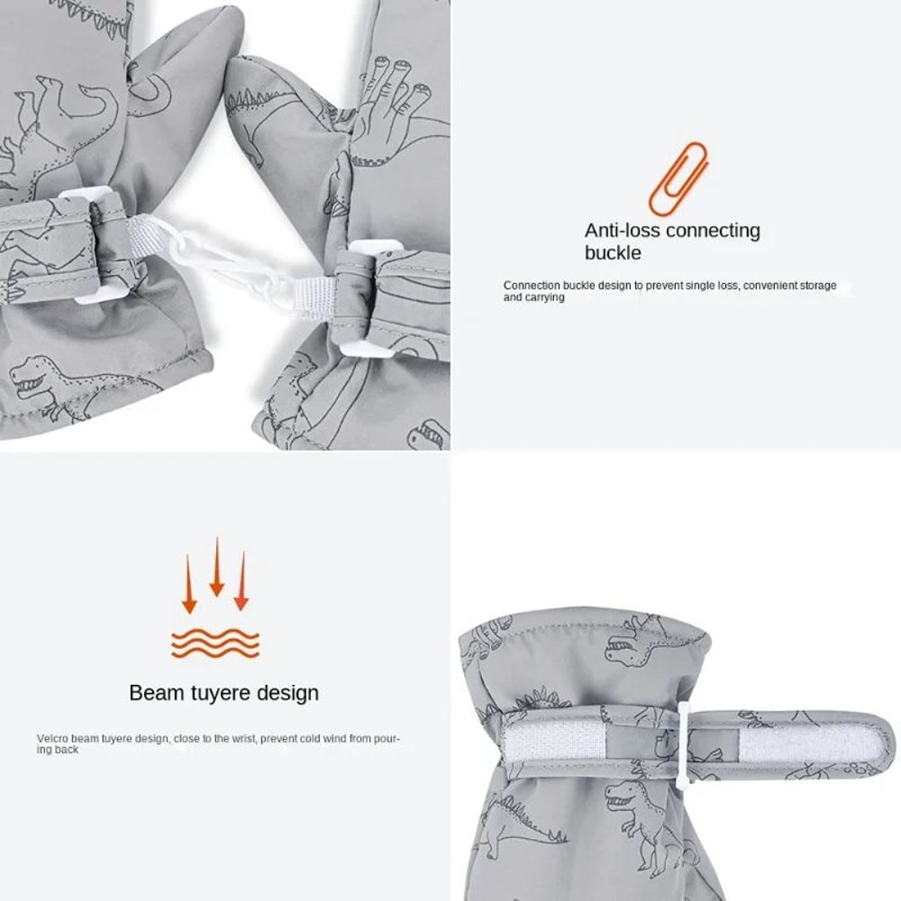 Kids Winter Ski Gloves Cartoon Warm Waterproof Outdoor Mittens 7