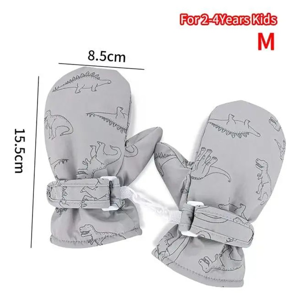 Kids Winter Ski Gloves Cartoon Warm Waterproof Outdoor Mittens 11