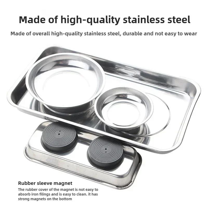 Magnetic Stainless Steel Parts Bowl Round Or Square Tool Tray 1
