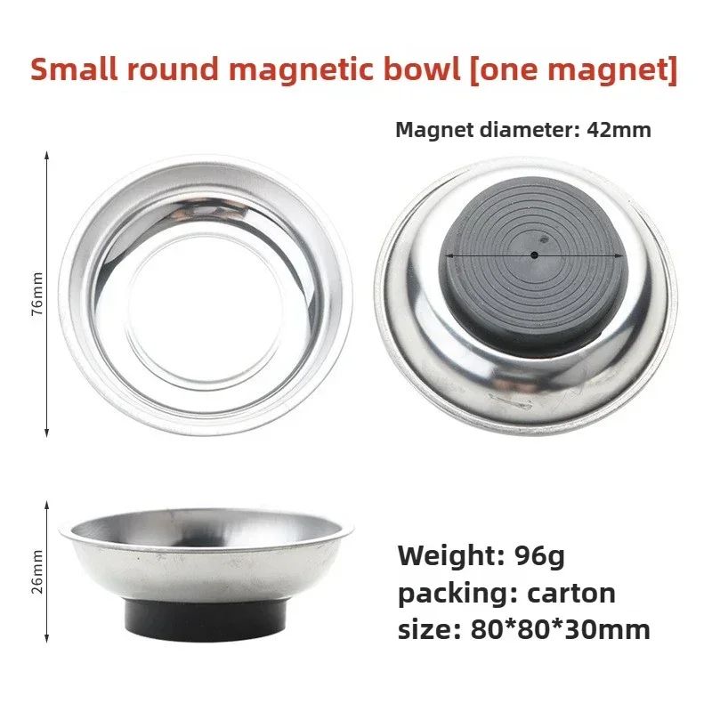 Magnetic Stainless Steel Parts Bowl Round Or Square Tool Tray 5