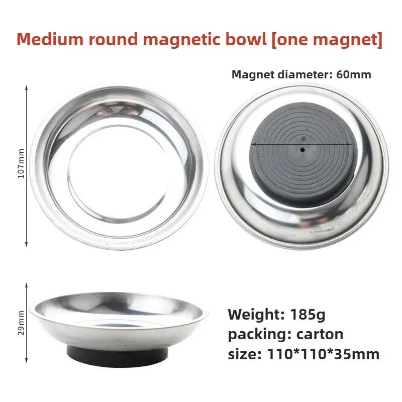 Magnetic Stainless Steel Parts Bowl Round Or Square Tool Tray 6