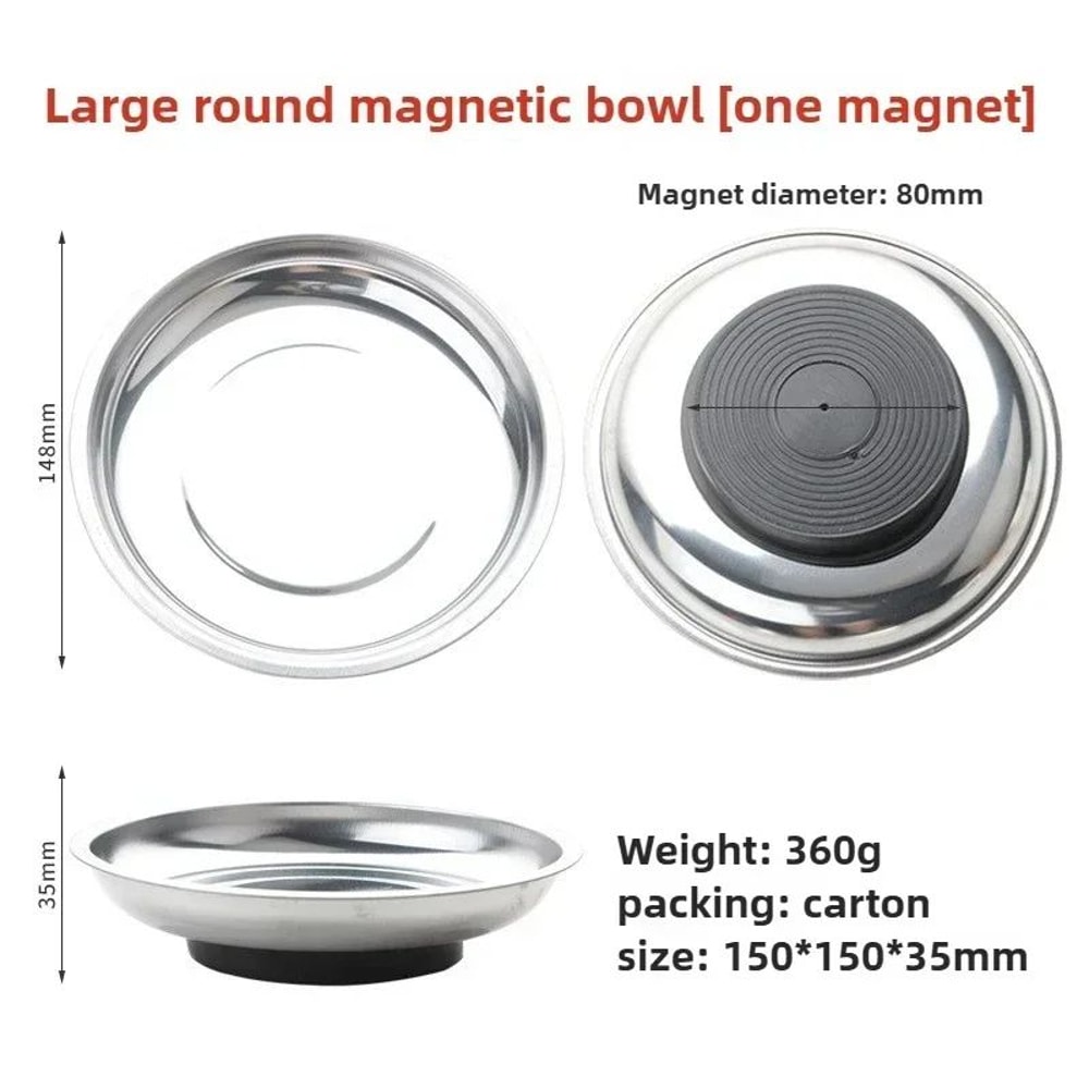 Magnetic Stainless Steel Parts Bowl Round Or Square Tool Tray 7