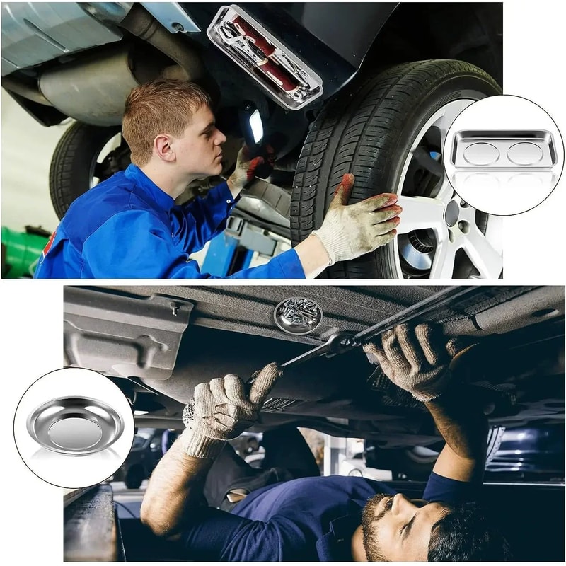 Magnetic Stainless Steel Parts Bowl Round Or Square Tool Tray 12