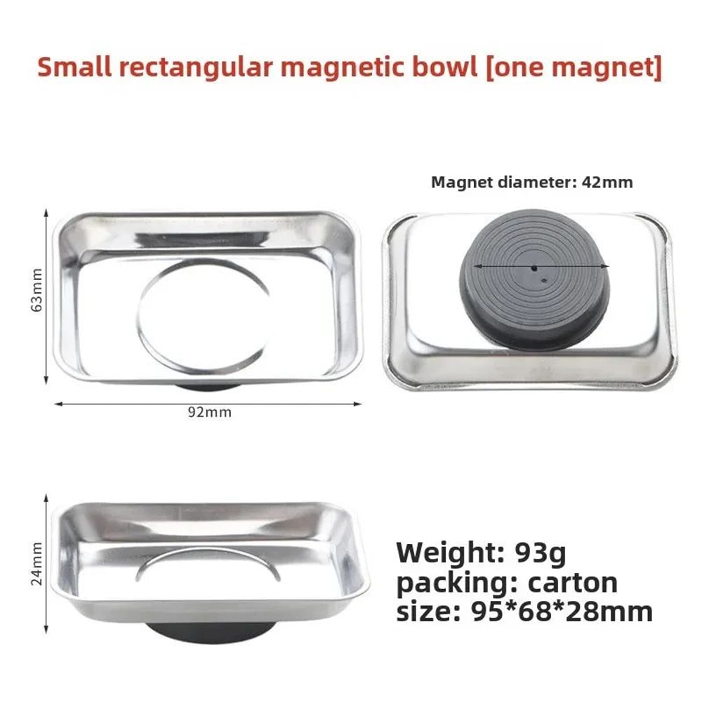 Magnetic Stainless Steel Parts Bowl Round Or Square Tool Tray 16
