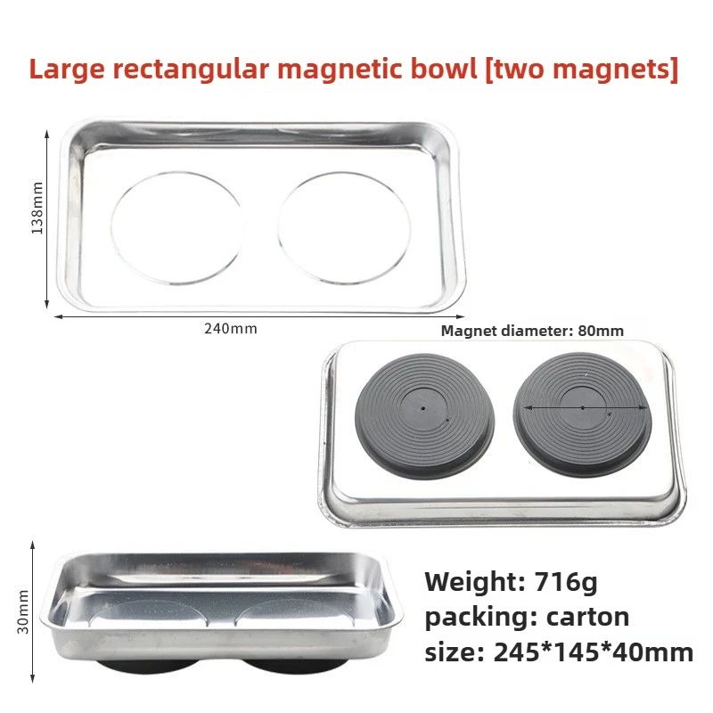 Magnetic Stainless Steel Parts Bowl Round Or Square Tool Tray 18