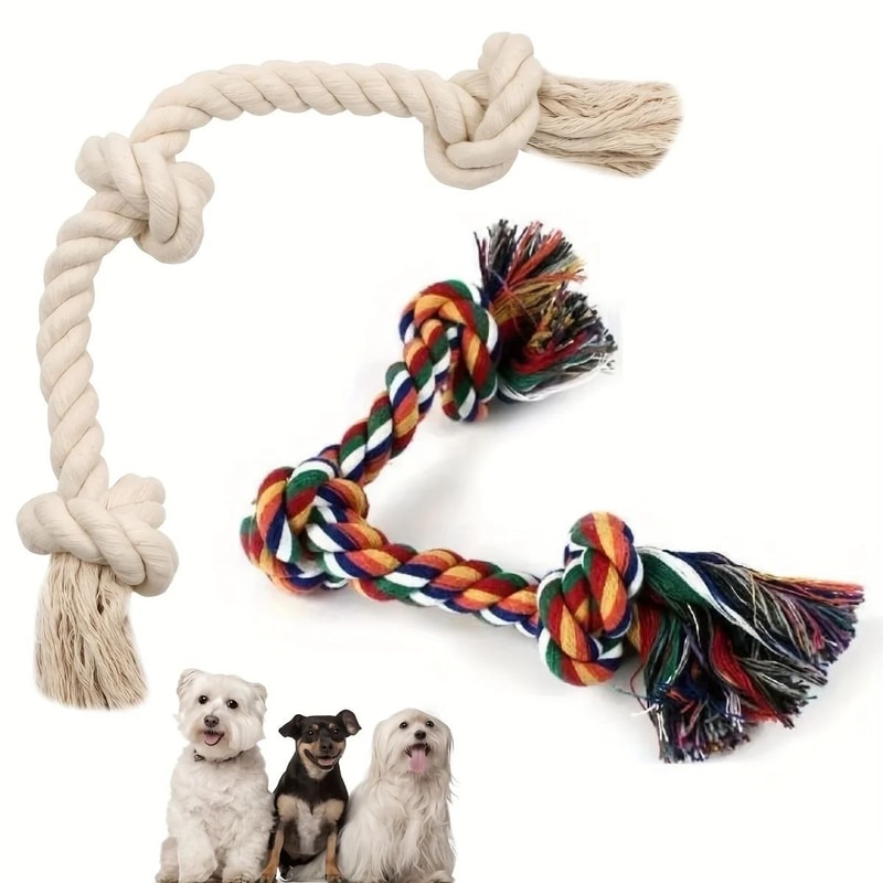 Dog Rope Chew Toy Set Durable Cotton Knot Toys For Puppies 0