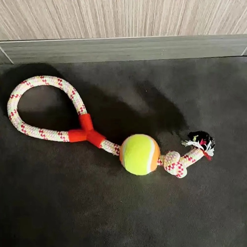 Interactive Dog Ball Rope Toy Chew Tug Dental Play Toy 3