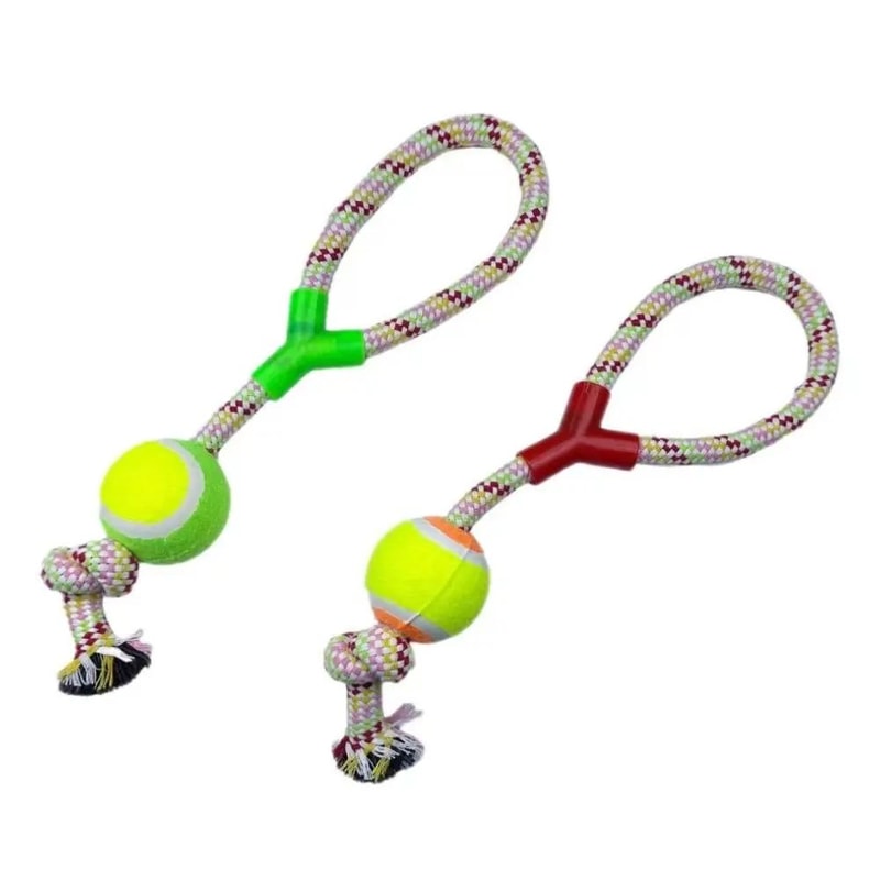 Interactive Dog Ball Rope Toy Chew Tug Dental Play Toy 4