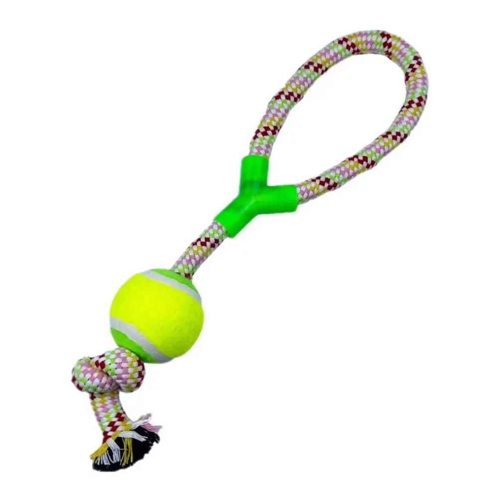Interactive Dog Ball Rope Toy Chew Tug Dental Play Toy 5