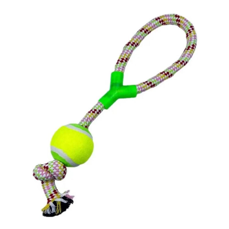 Interactive Dog Ball Rope Toy Chew Tug Dental Play Toy 5