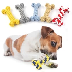 random color rope bone chew toy for small and medium dog durable braided dental toy