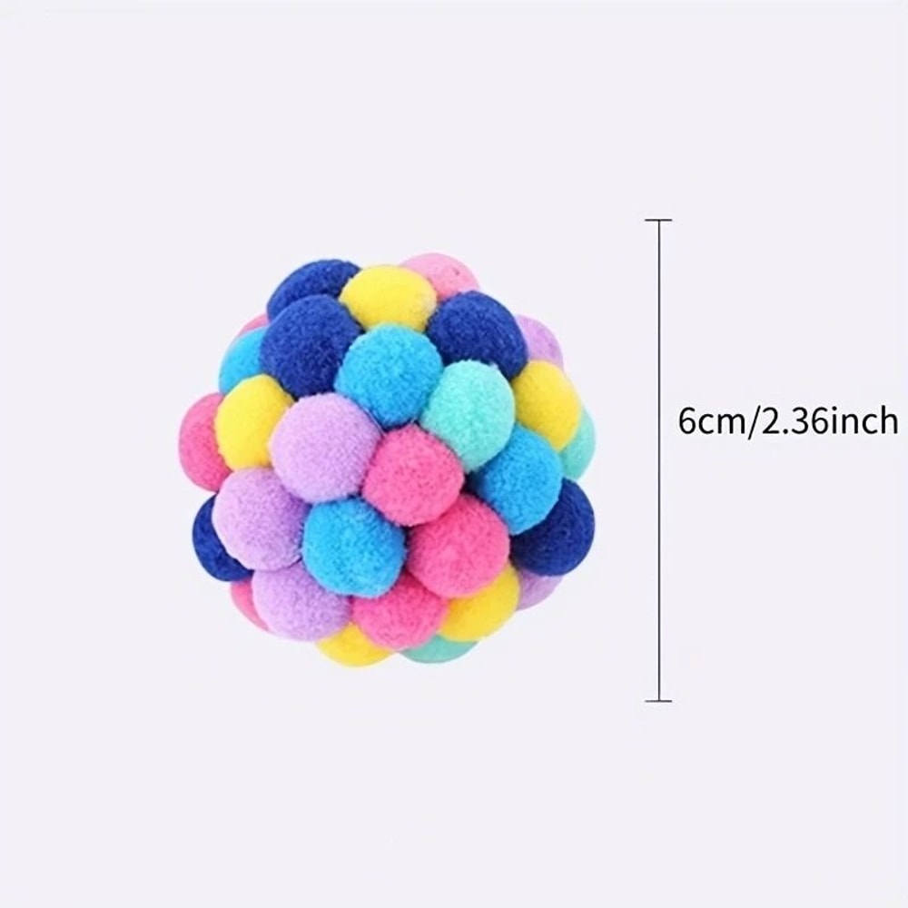 Cat Plush Ball Toy Set Interactive Wool Bell Balls For Play 1