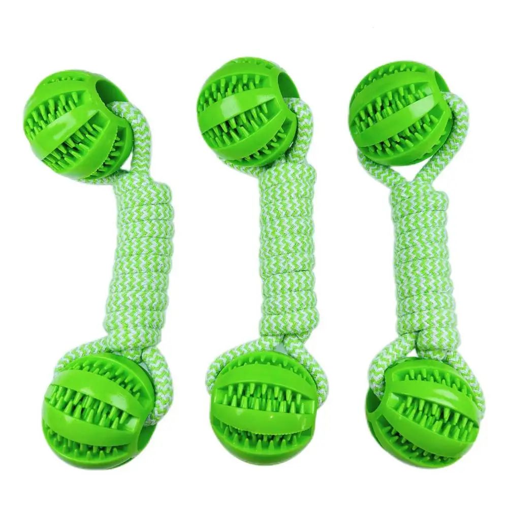 Interactive Dog Rope Toy Double Ball Treat Dispensing Chew Toy 0