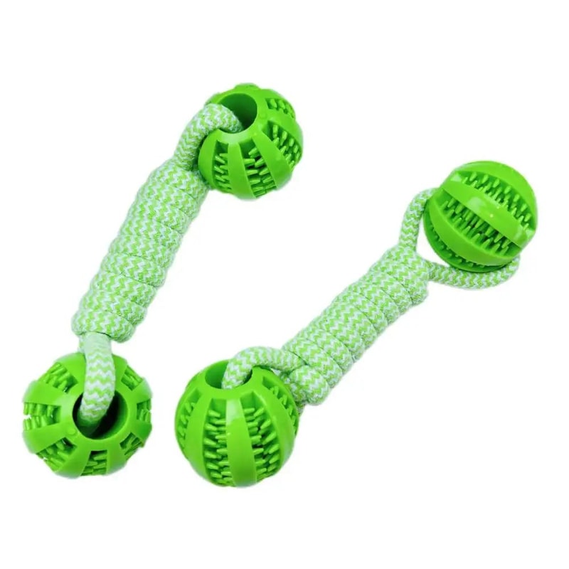 Interactive Dog Rope Toy Double Ball Treat Dispensing Chew Toy 3