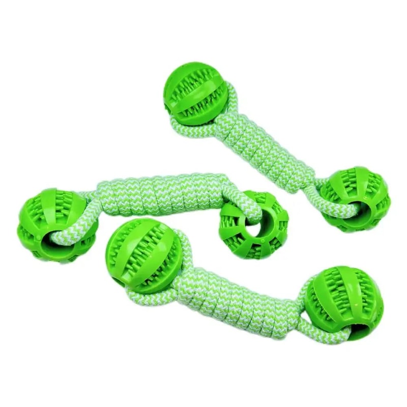 Interactive Dog Rope Toy Double Ball Treat Dispensing Chew Toy 4