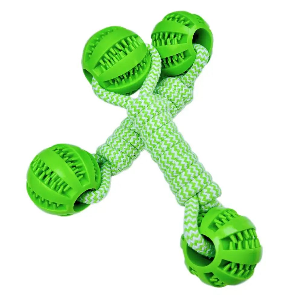 Interactive Dog Rope Toy Double Ball Treat Dispensing Chew Toy 5