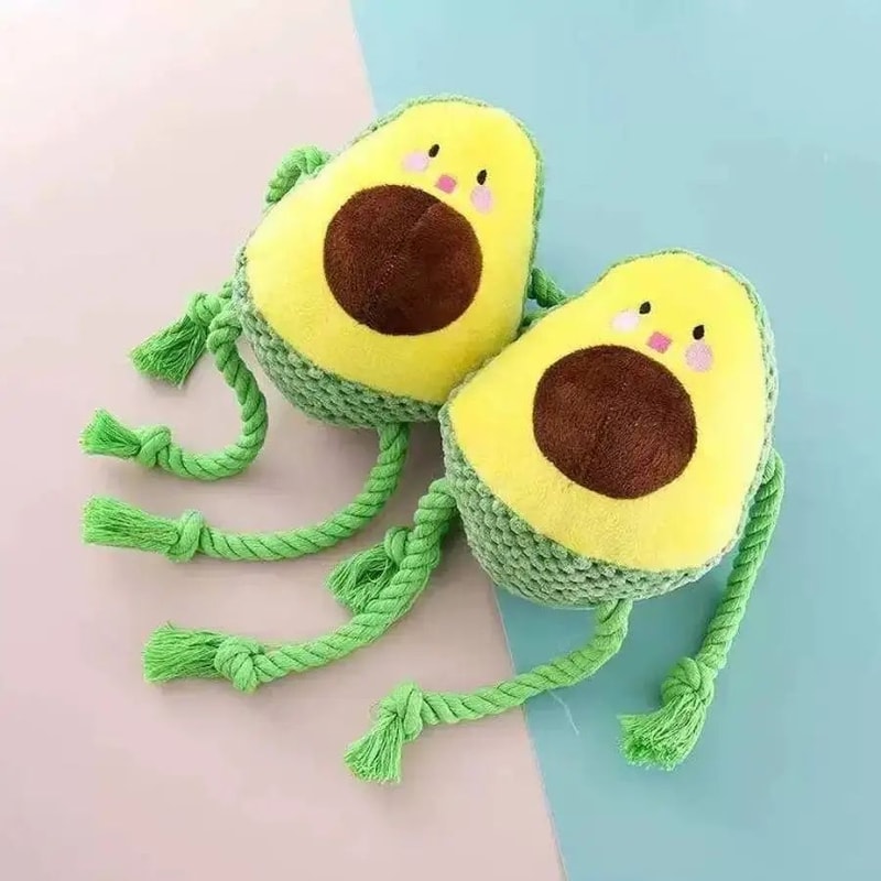 Avocado Plush Dog Toy With Rope Knot Interactive Chew Toy 0