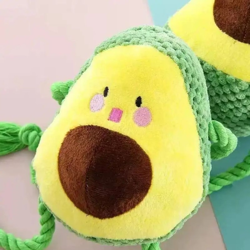 Avocado Plush Dog Toy With Rope Knot Interactive Chew Toy 2