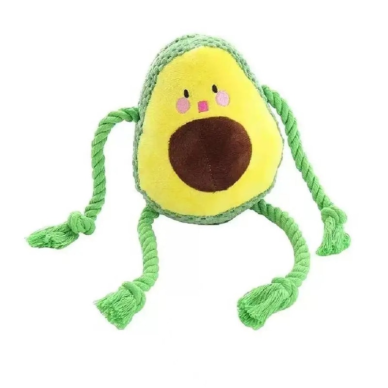 Avocado Plush Dog Toy With Rope Knot Interactive Chew Toy 5