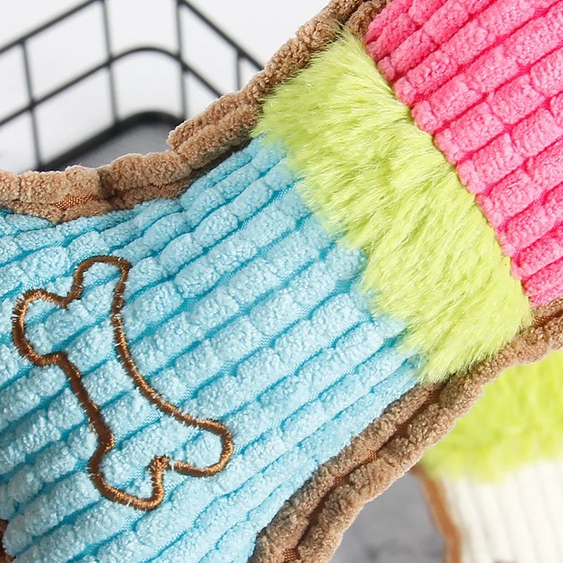 Squeaky Plush Bone Dog Chew Toy Dental Play Toy 4