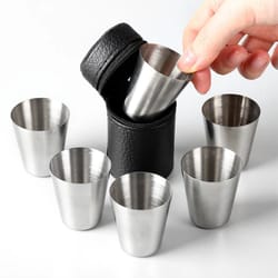 portable stainless steel mini cup set with case for travel