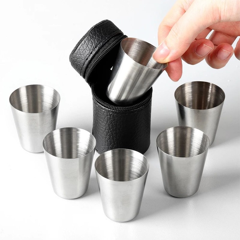 Portable Stainless Steel Mini Cup Set With Case For Travel 0