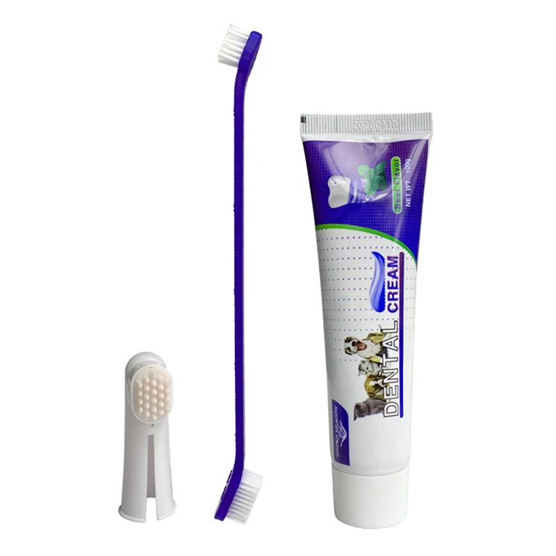 Dog Dental Care Kit Toothpaste Toothbrush And Finger Brush Set 9