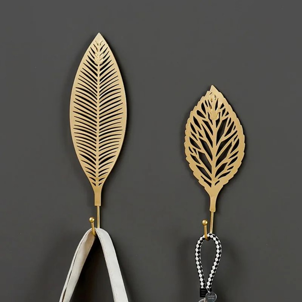 Gold Leaf Metal Wall Hooks Decorative Towel And Clothes Hanger 3
