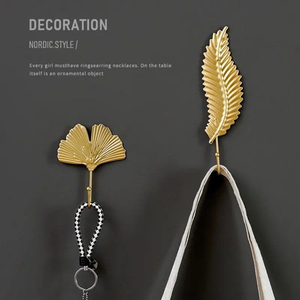 Gold Leaf Metal Wall Hooks Decorative Towel And Clothes Hanger 5
