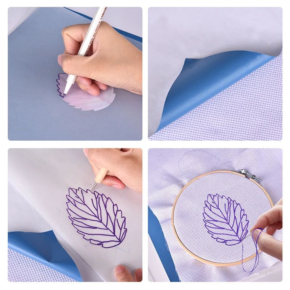Embroidery Transfer Paper Set With Stylus Water Soluble Tracing Sheets 4