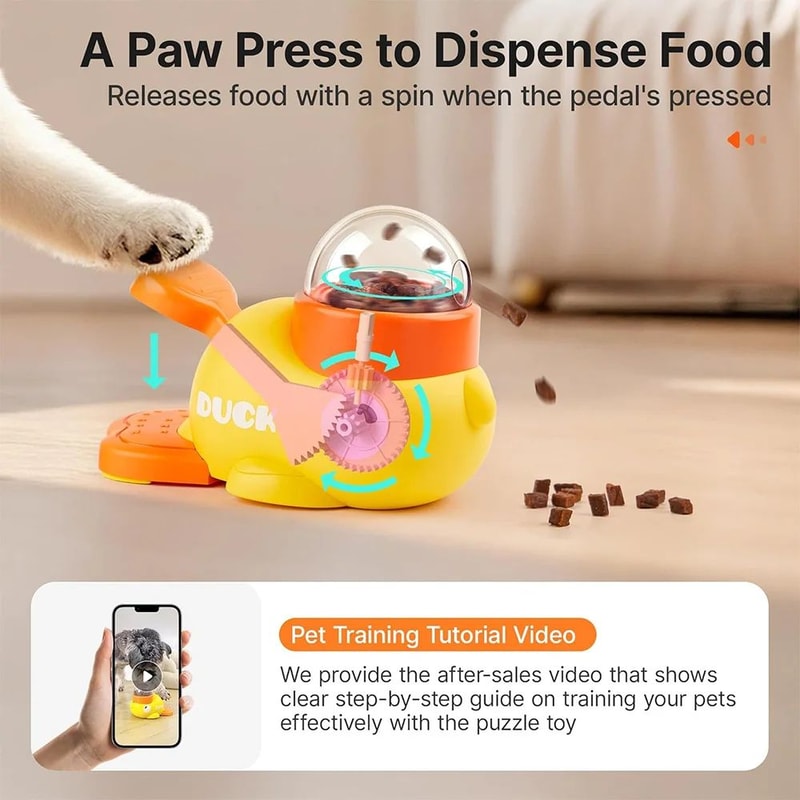 Duck Shaped Interactive Pet Feeder Toy 2