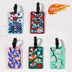 floral pattern travel luggage tag set