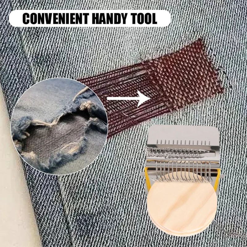 hand weaving threads with compact darning loom