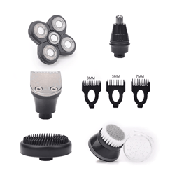 5-in-1 rotary head shaver kit for men with beard trimmer, nose clipper & facial brush