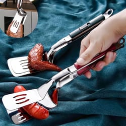 stainless steel spatula tongs for clean flips, gentle grip, and easy serving