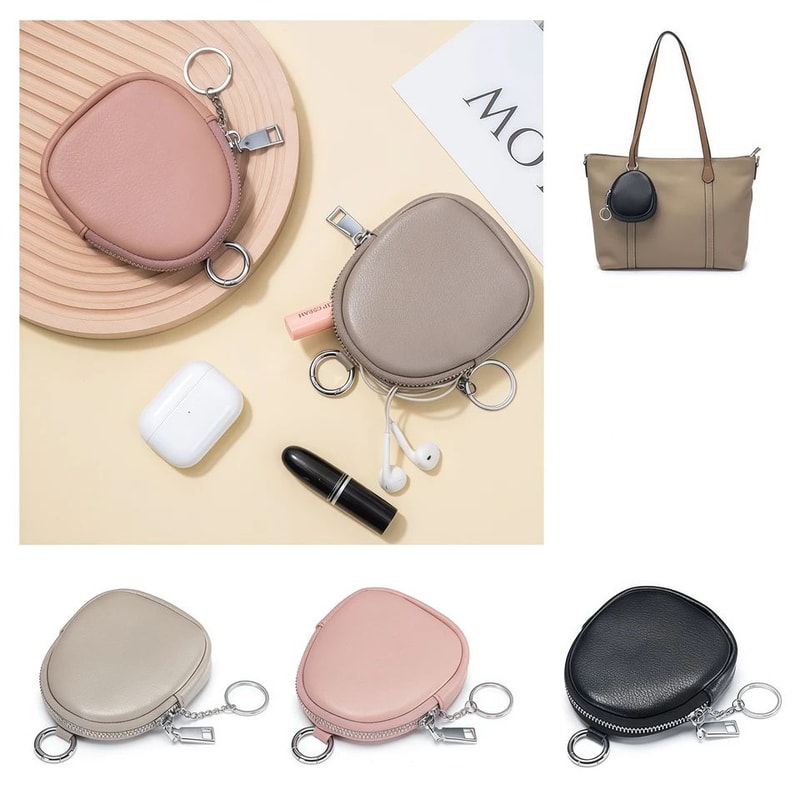 Leather RFID Keychain Wallet Pouch 0