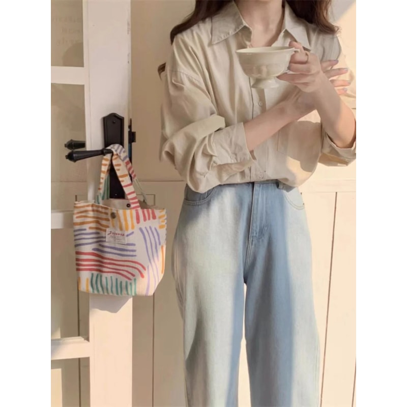 Striped Corduroy Cosmetic Travel Bag 6