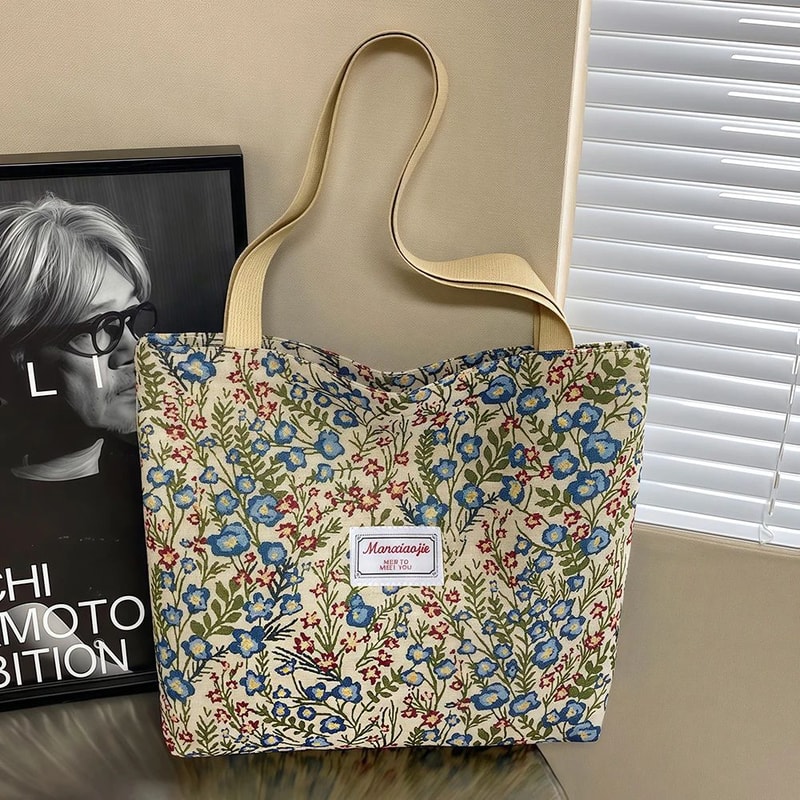 Floral Canvas Shoulder Tote Bag 10