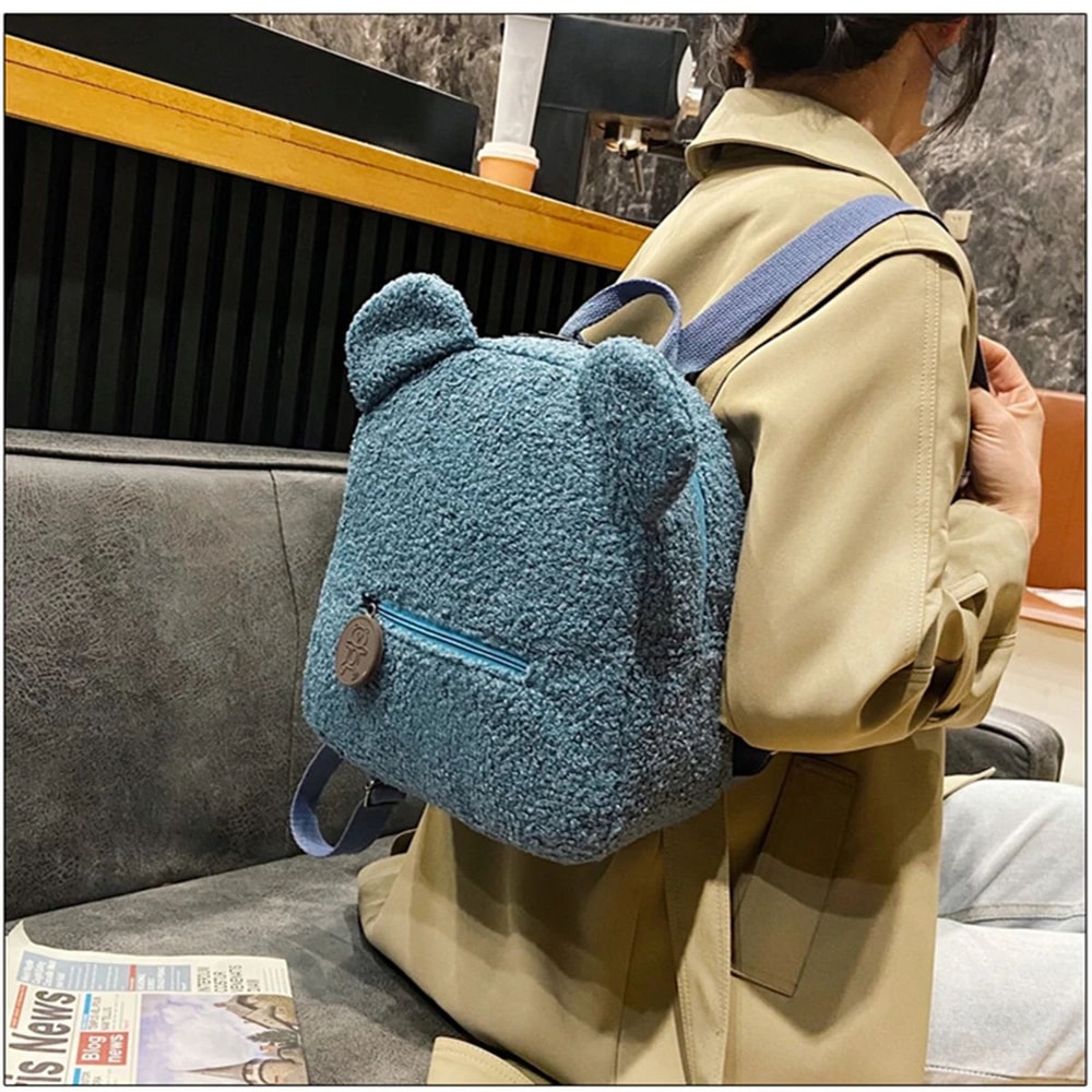 Plush Bear Ear Backpack For Women 6