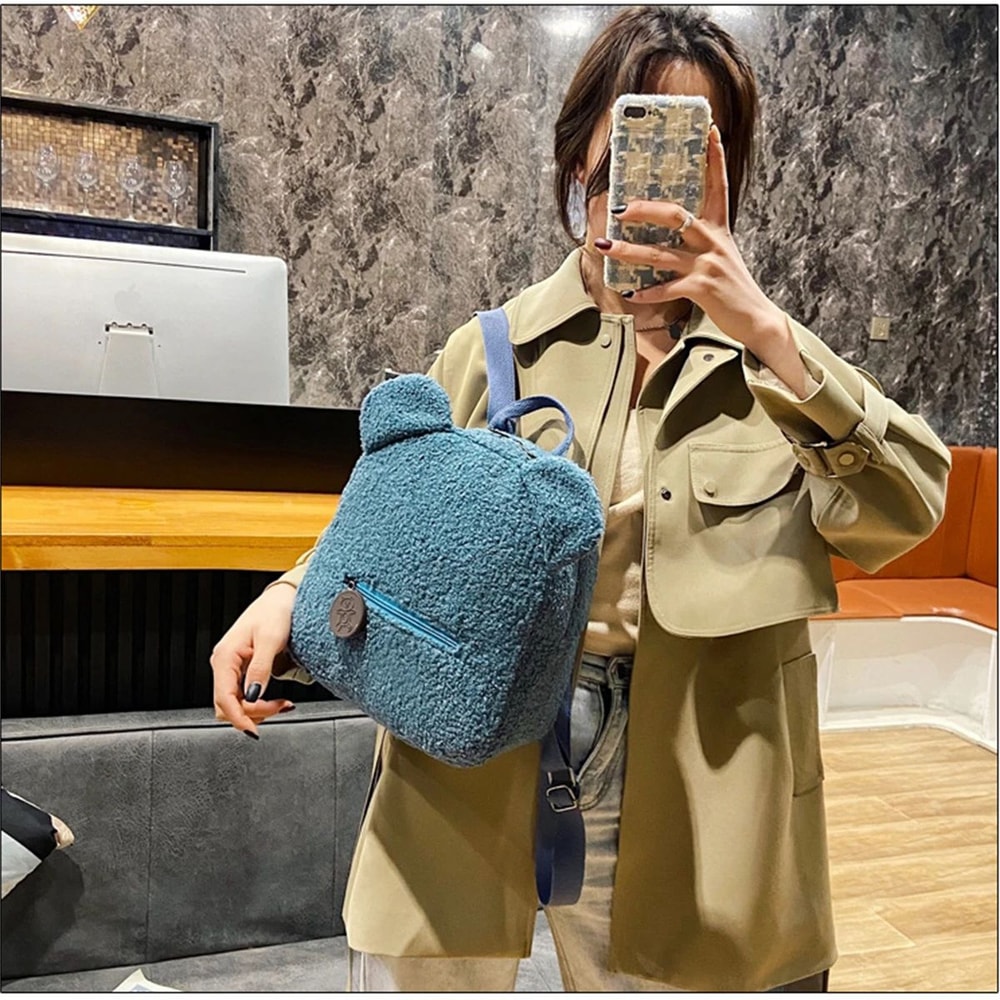 Plush Bear Ear Backpack For Women 9