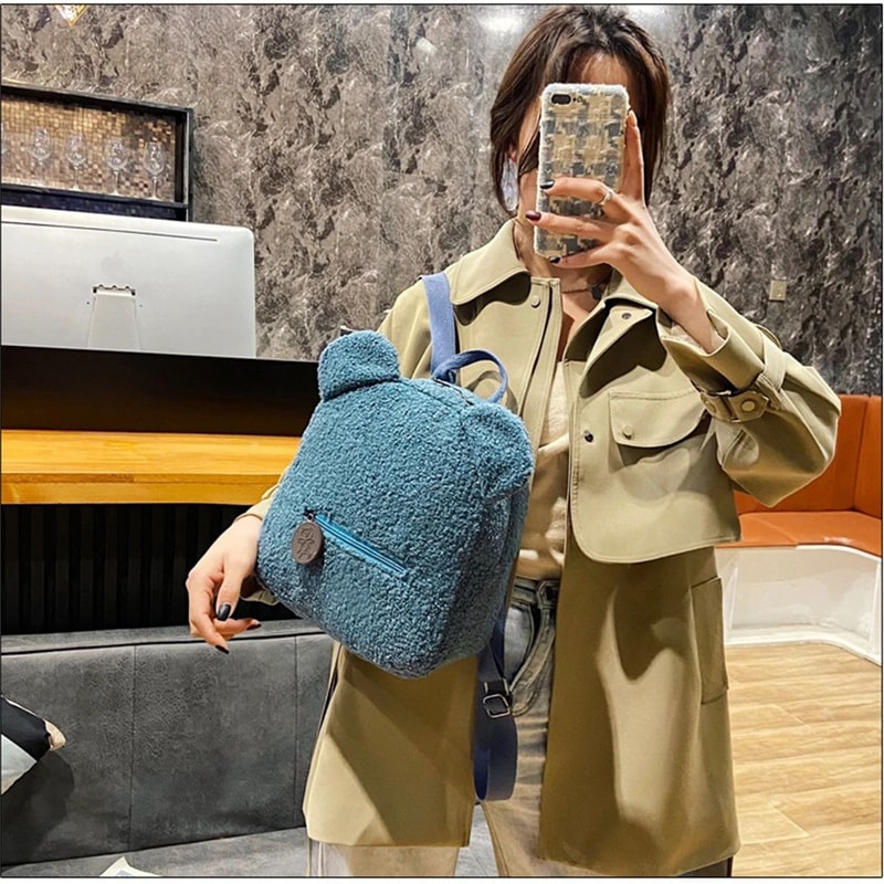 Plush Bear Ear Backpack For Women 9